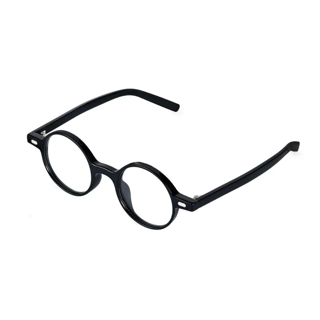 Angle view of Linda vintage round tr90 eyeglasses RR0162209 in black