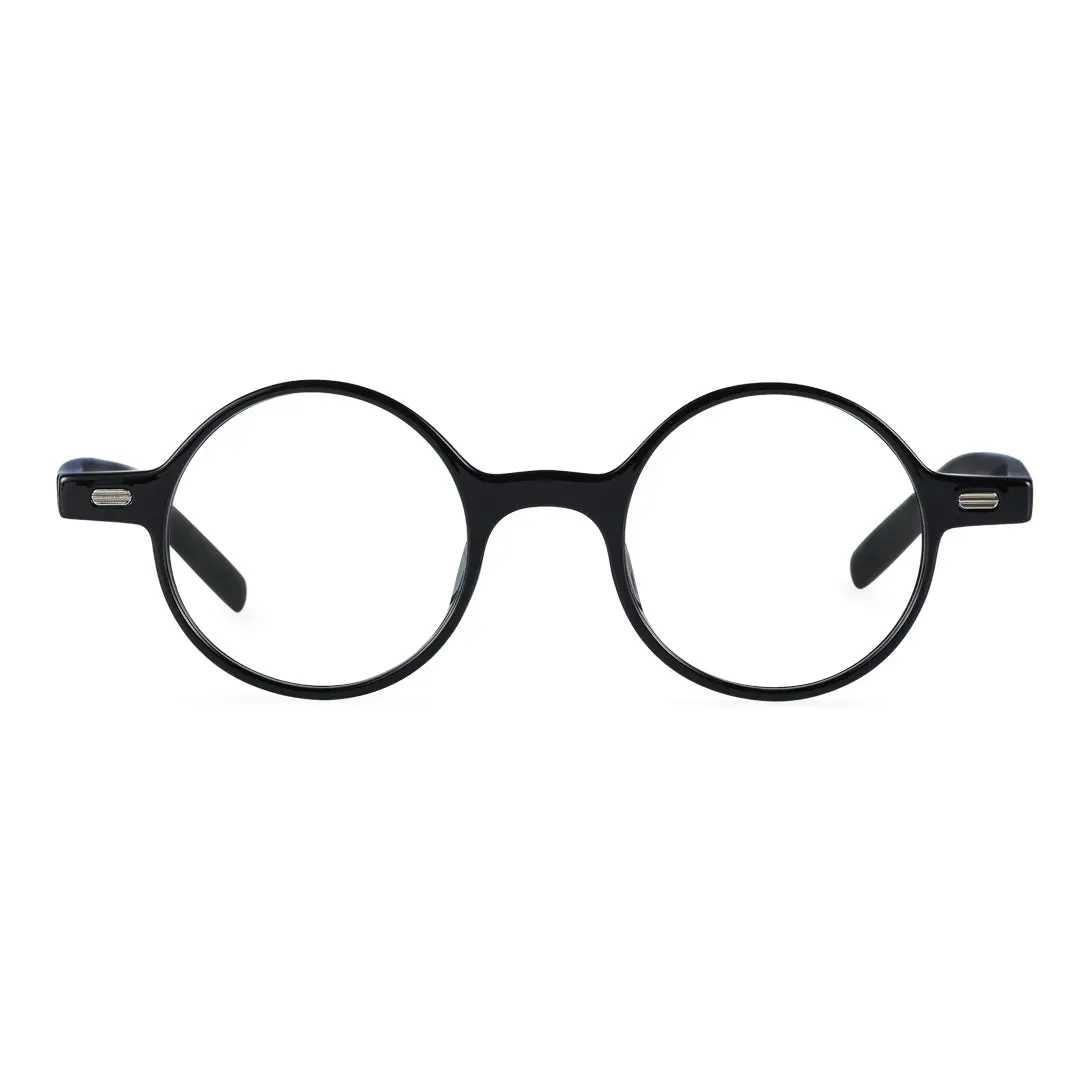 Front view of Linda vintage round tr90 eyeglasses RR0162209 in black