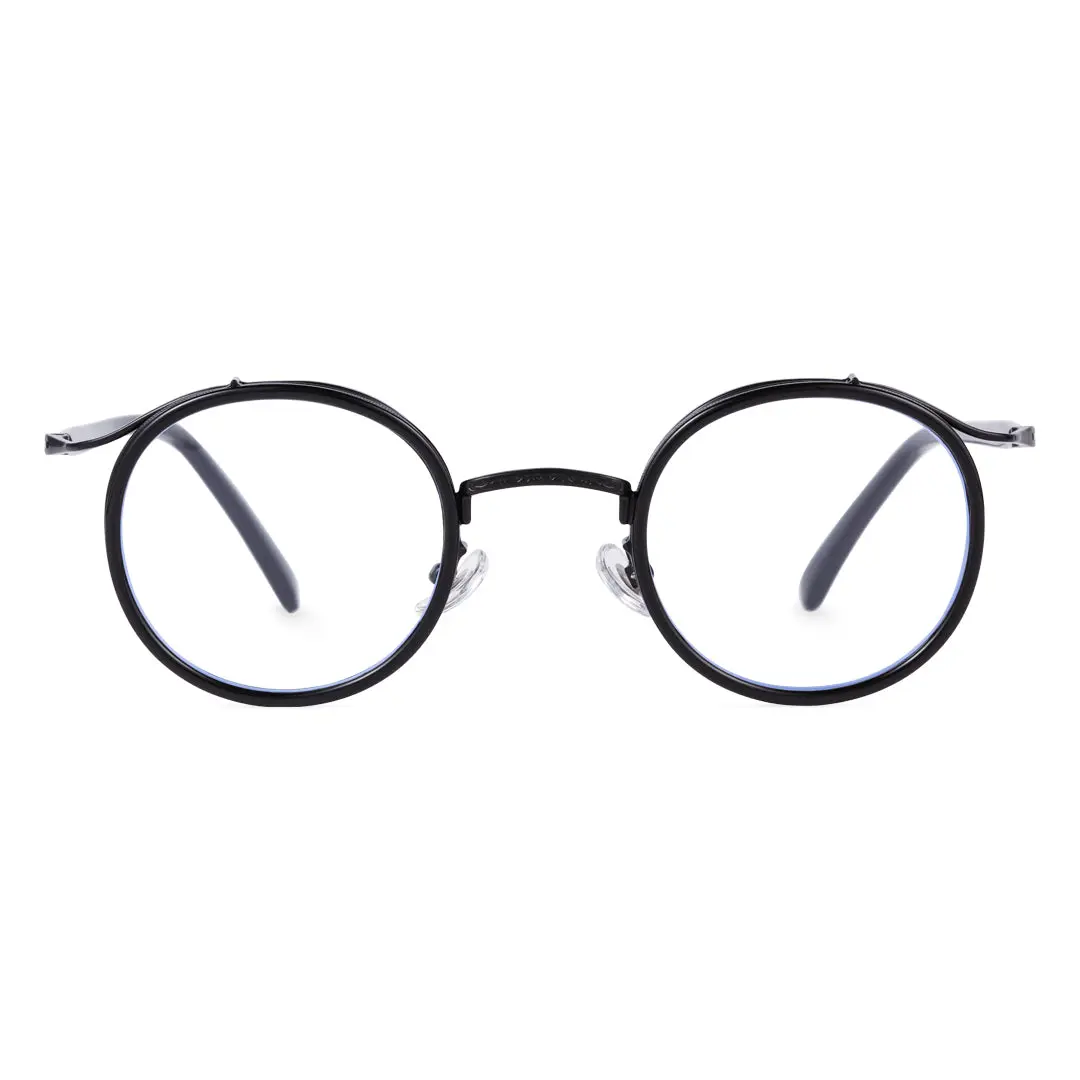 Front view of Kayla vintage round tr90 eyeglasses RR0192209 in black