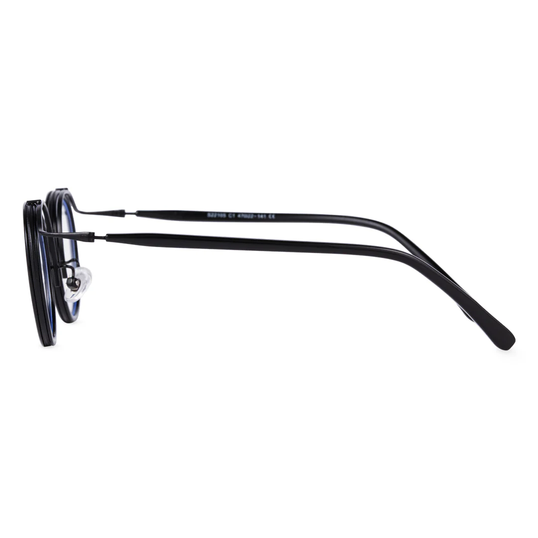Side view of Kayla vintage round tr90 eyeglasses RR0192209 in black