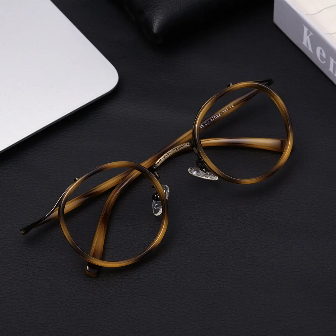Scene view of Kayla vintage round tr90 eyeglasses RR0192209 in yellow tortoise
