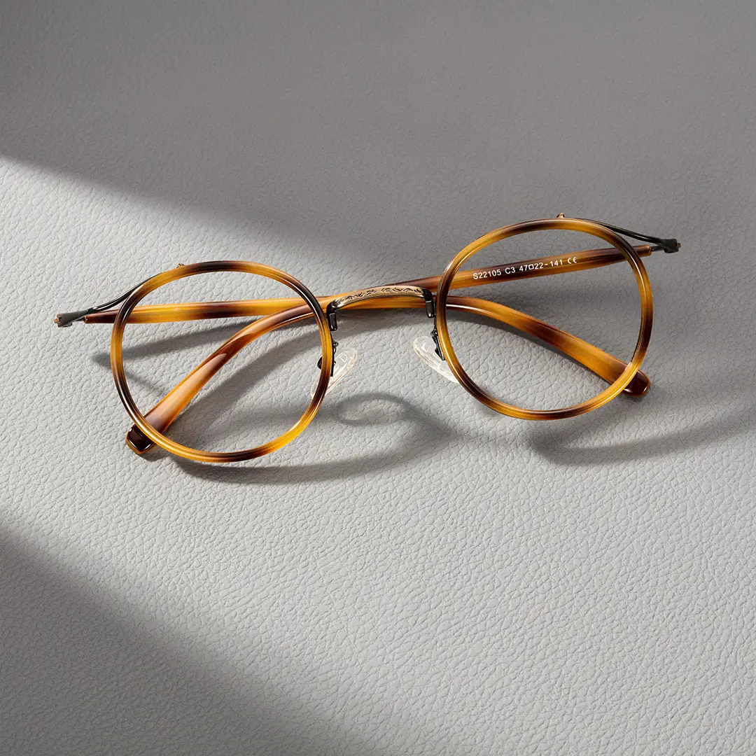 Set view of Kayla vintage round tr90 eyeglasses RR0192209 in yellow tortoise