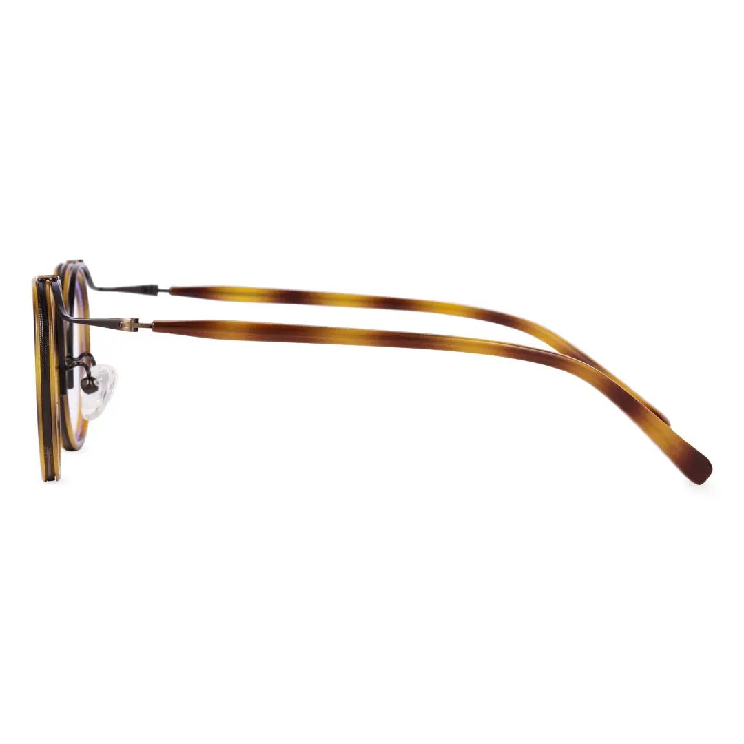 Side view of Kayla vintage round tr90 eyeglasses RR0192209 in yellow tortoise