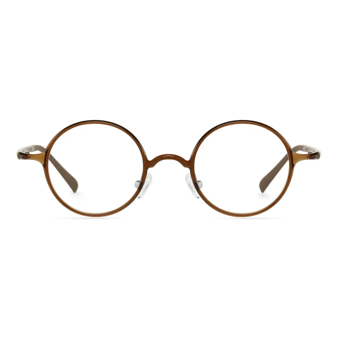 Front view of Gage john lennon round tr90 eyeglasses RR0192410 in brown