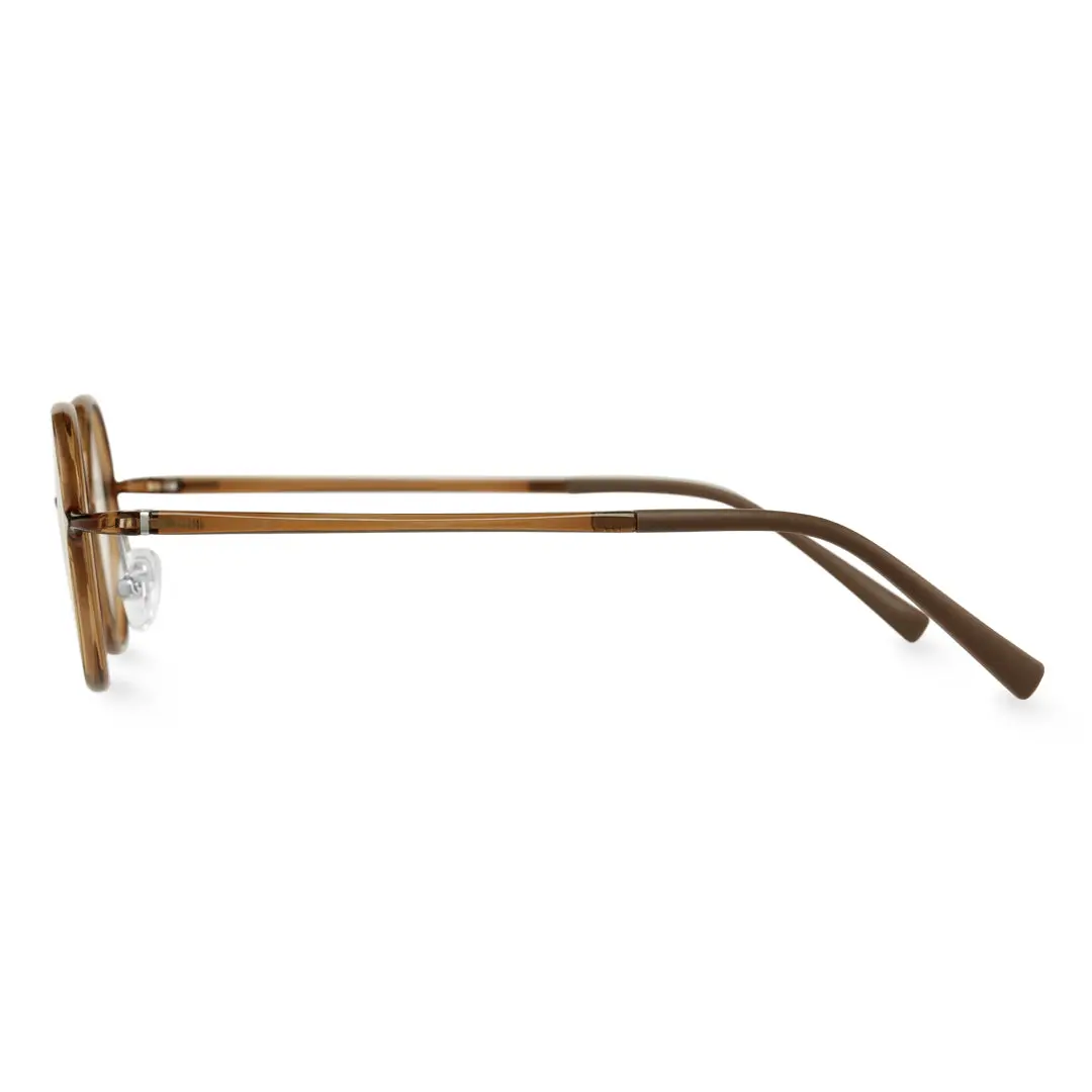 Side view of Gage john lennon round tr90 eyeglasses in brown. SPU: RR0192410