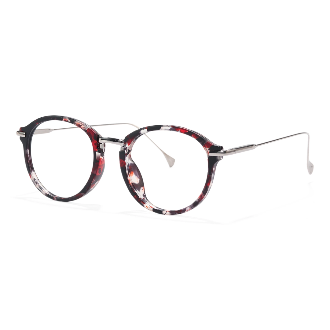 Angle view of Lily vintage round tr90 eyeglasses RR0202306 in red tortoise