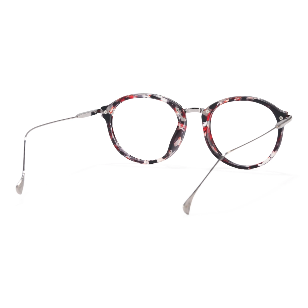 Back view of Lily vintage round tr90 eyeglasses RR0202306 in red tortoise