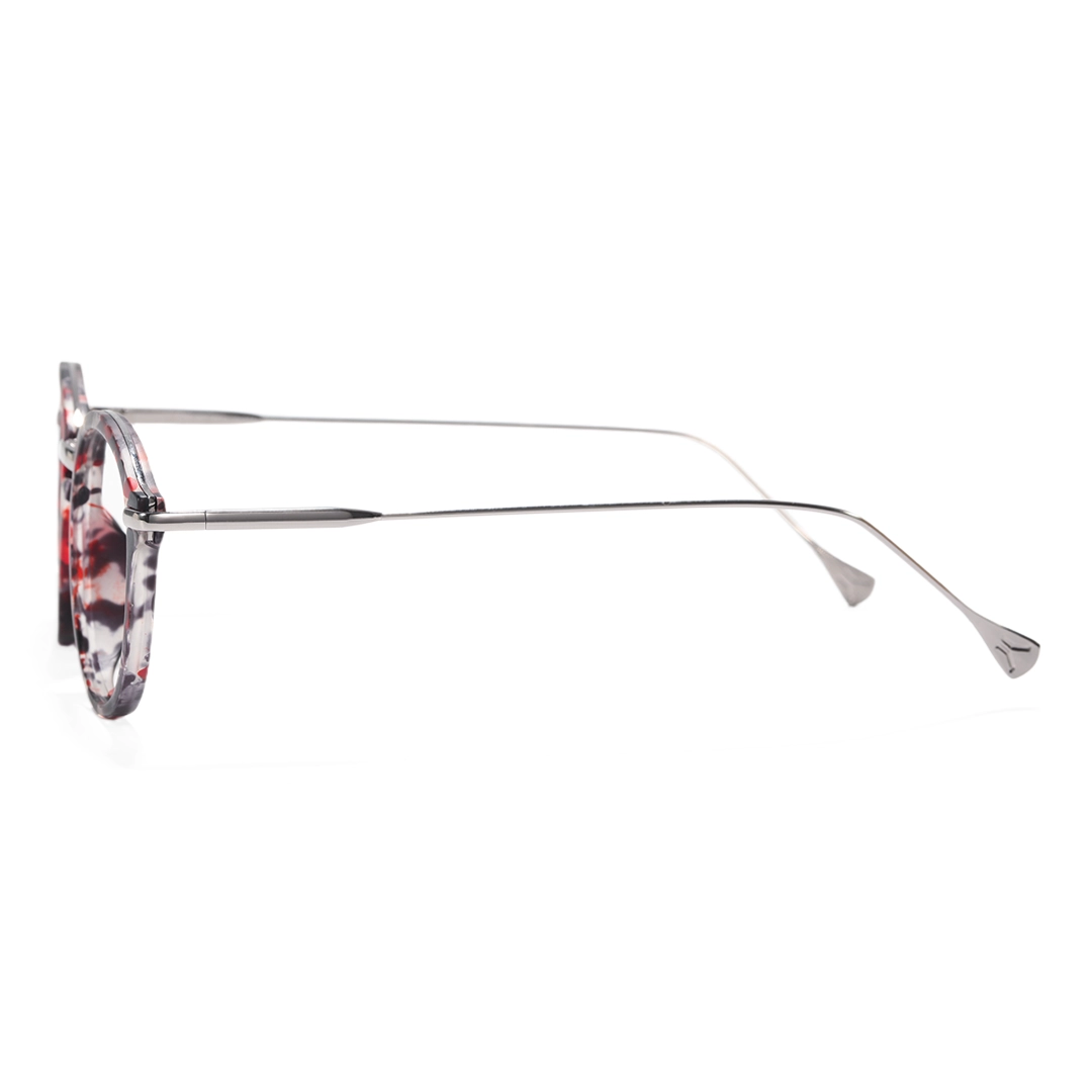 Side view of Lily vintage round tr90 eyeglasses RR0202306 in red tortoise