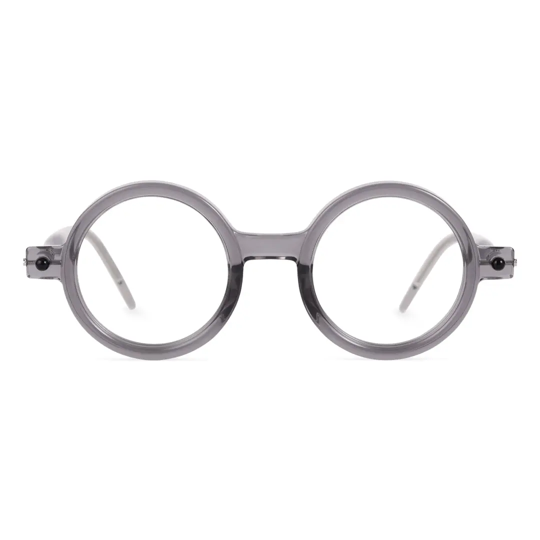 Front view of Bkiko round tr90 eyeglasses RR0212302 in grey