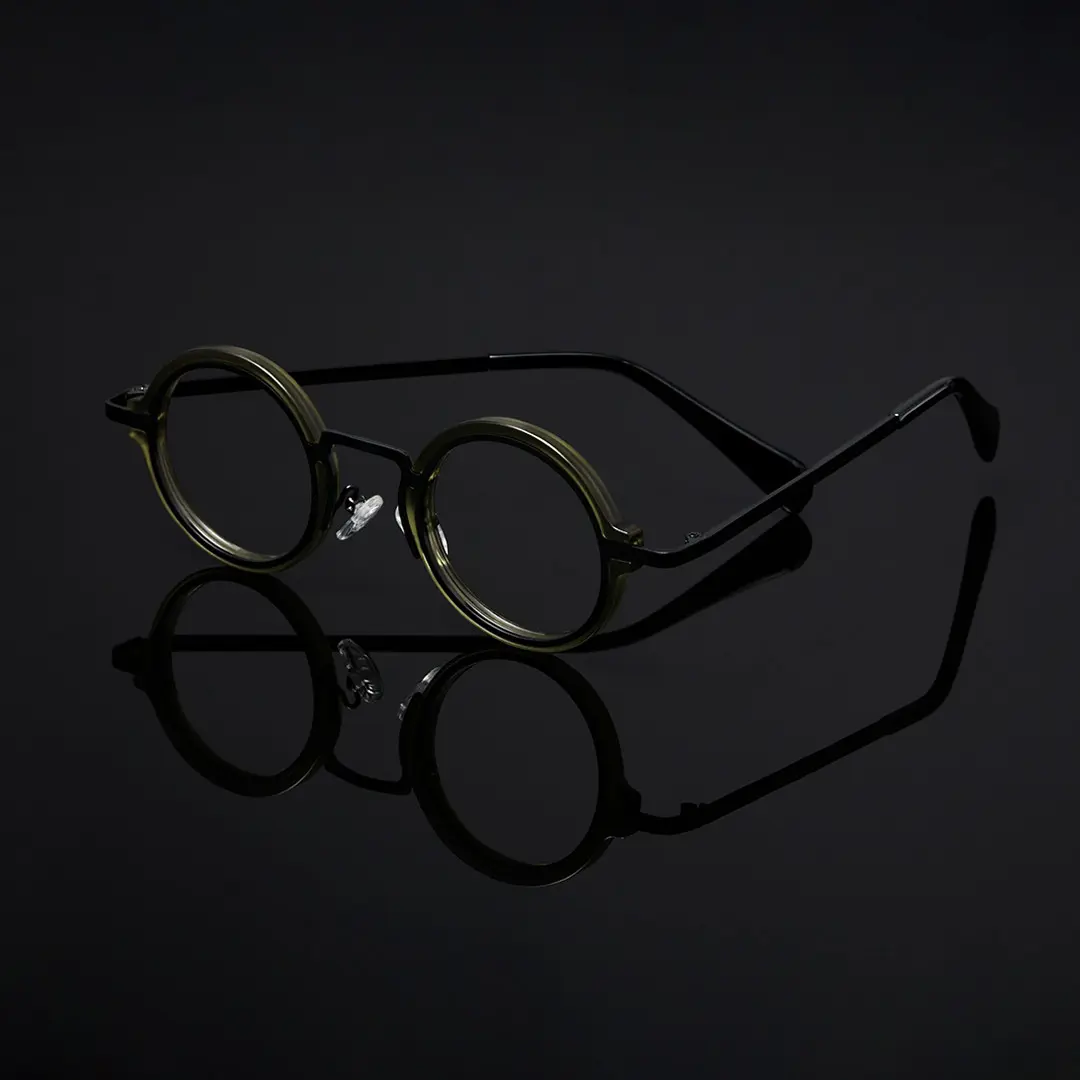 Scene view of Kil vintage round tr90 eyeglasses in army green. SPU: RR0312406