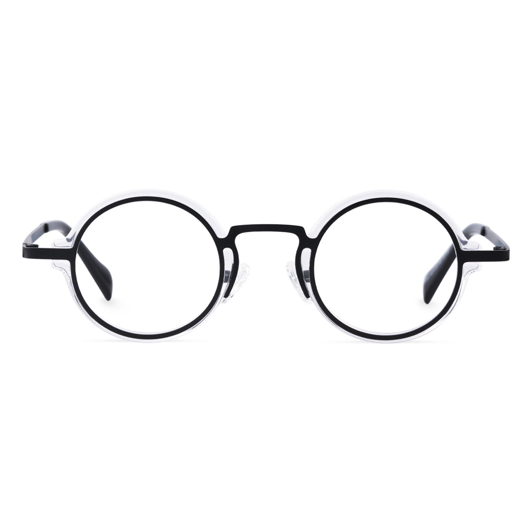 Front view of Kil vintage round tr90 eyeglasses in blackclear. SPU: RR0312406