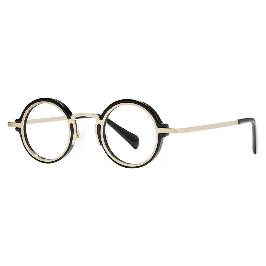 Angle view of Kil vintage round tr90 eyeglasses in black. SPU: RR0312406