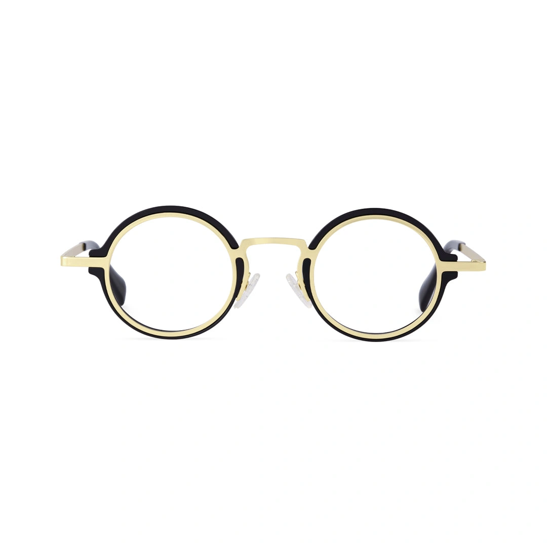 Front view of Kil vintage round tr90 eyeglasses in black. SPU: RR0312406