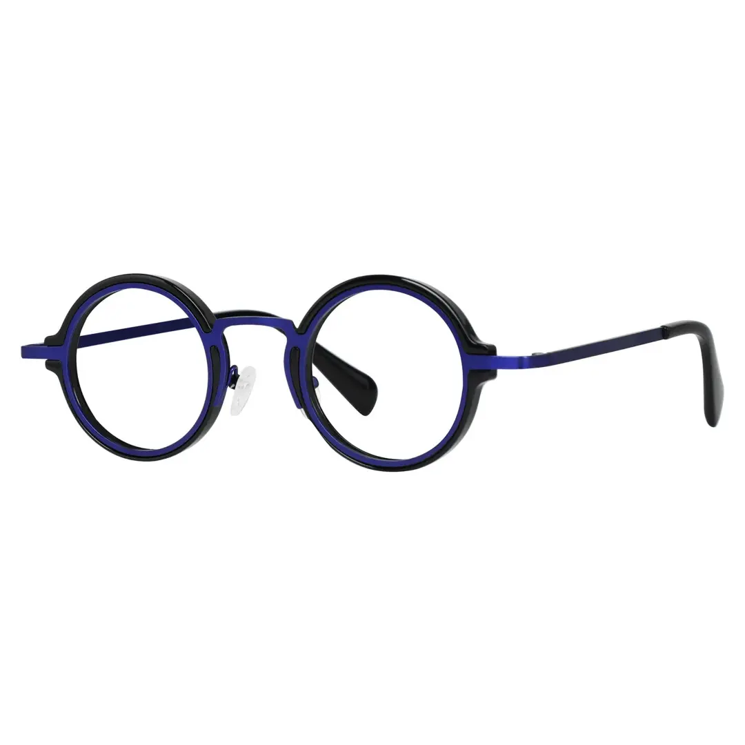 Angle view of Kil vintage round tr90 eyeglasses in blue. SPU: RR0312406