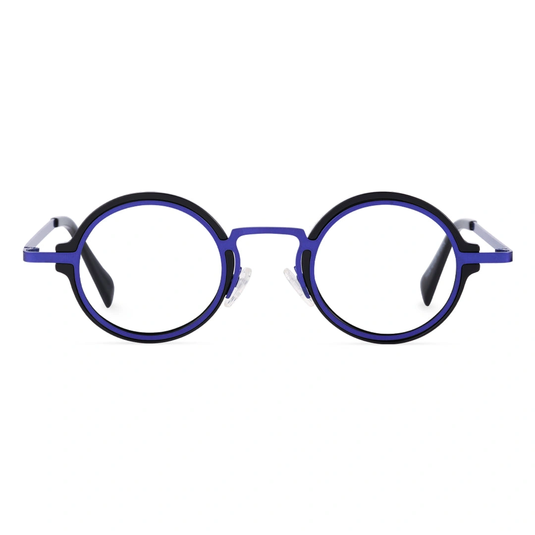 Front view of Kil vintage round tr90 eyeglasses in blue. SPU: RR0312406
