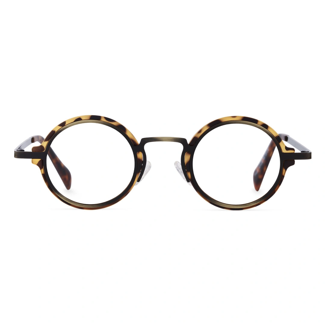 Front view of Kil vintage round tr90 eyeglasses in brown tortoise. SPU: RR0312406