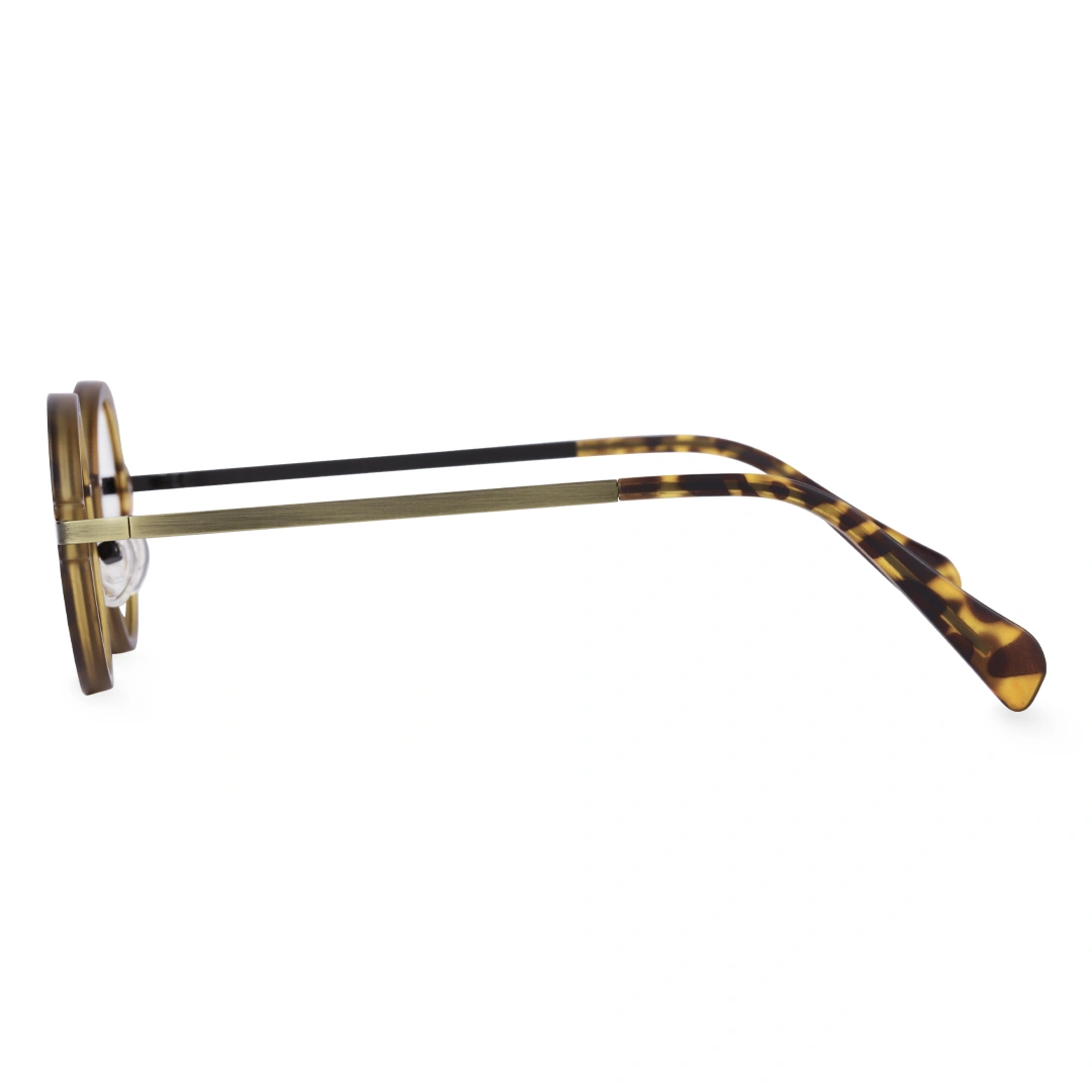 Side view of Kil vintage round tr90 eyeglasses in brown tortoise. SPU: RR0312406