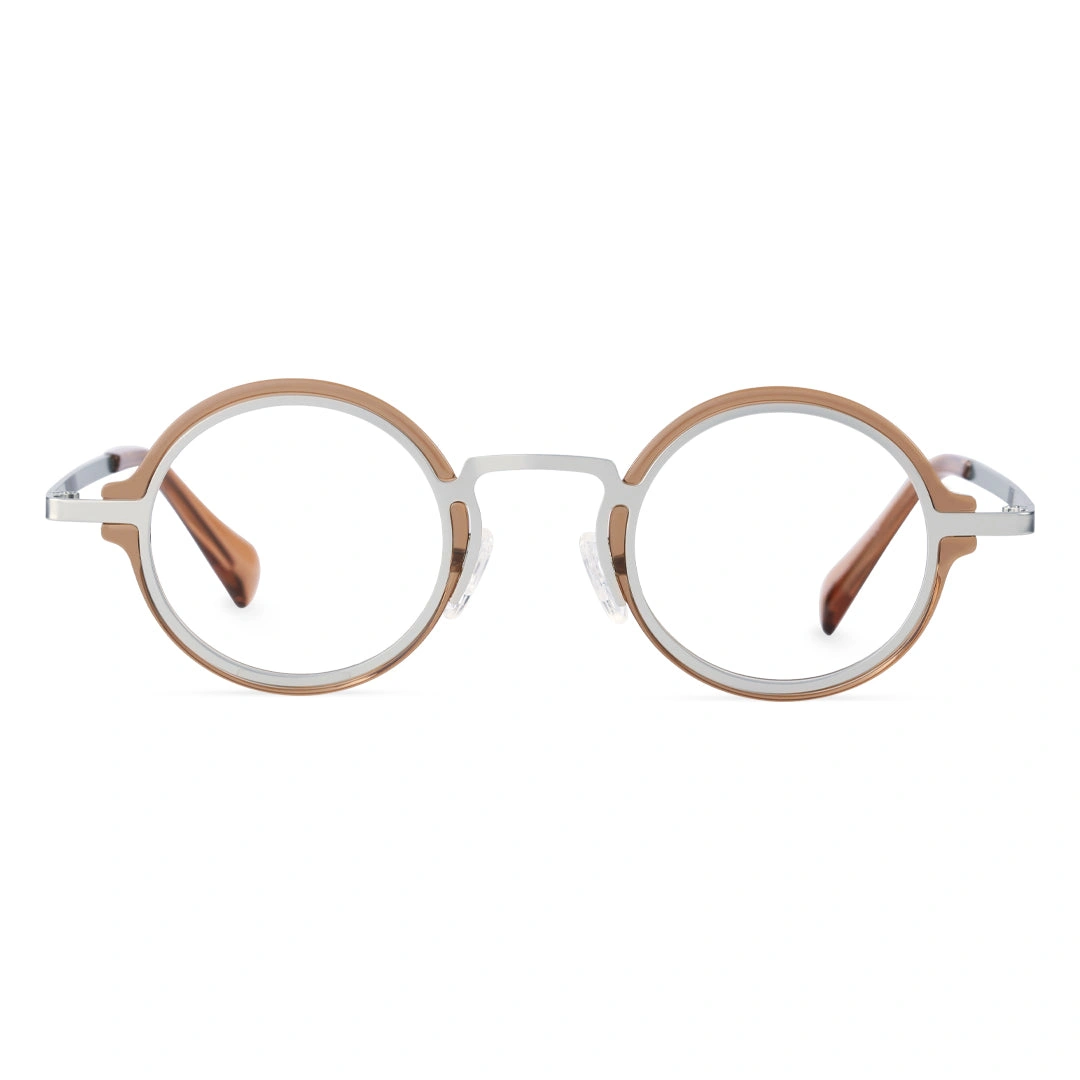 Front view of Kil vintage round tr90 eyeglasses in gold. SPU: RR0312406