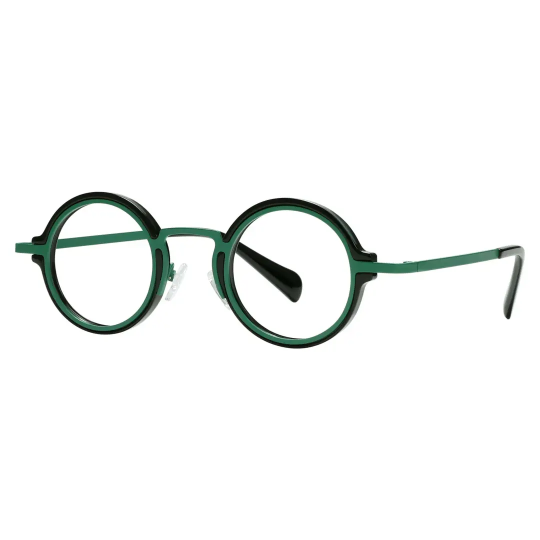 Angle view of Kil vintage round tr90 eyeglasses in green. SPU: RR0312406