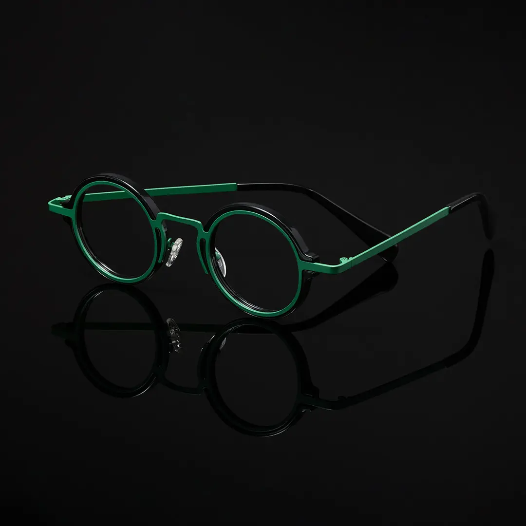 Scene view of Kil vintage round tr90 eyeglasses in green. SPU: RR0312406