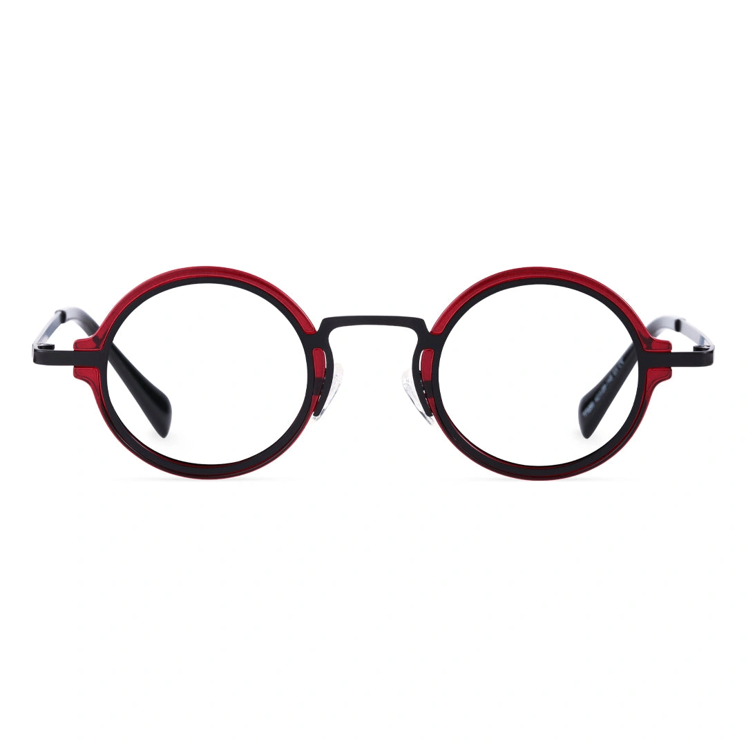 Front view of Kil vintage round tr90 eyeglasses in red. SPU: RR0312406