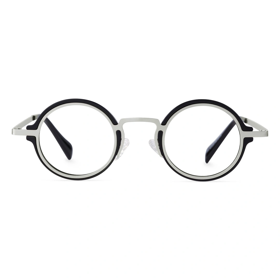 Front view of Kil vintage round tr90 eyeglasses in silver. SPU: RR0312406