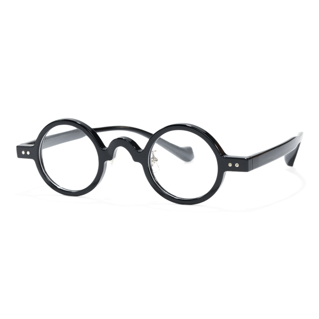 Angle view of Wesley vintage round tr90 eyeglasses RR0322601 in black