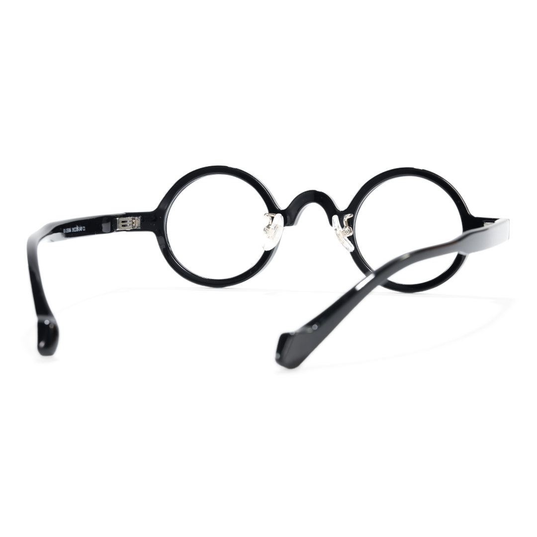 Back view of Wesley vintage round tr90 eyeglasses RR0322601 in black