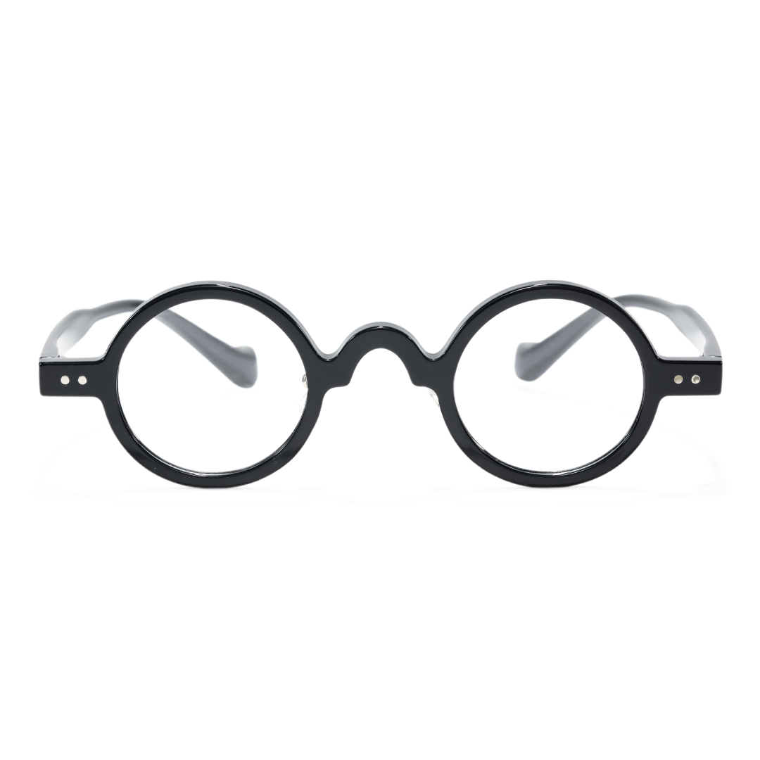 Front view of Wesley vintage round tr90 eyeglasses RR0322601 in black