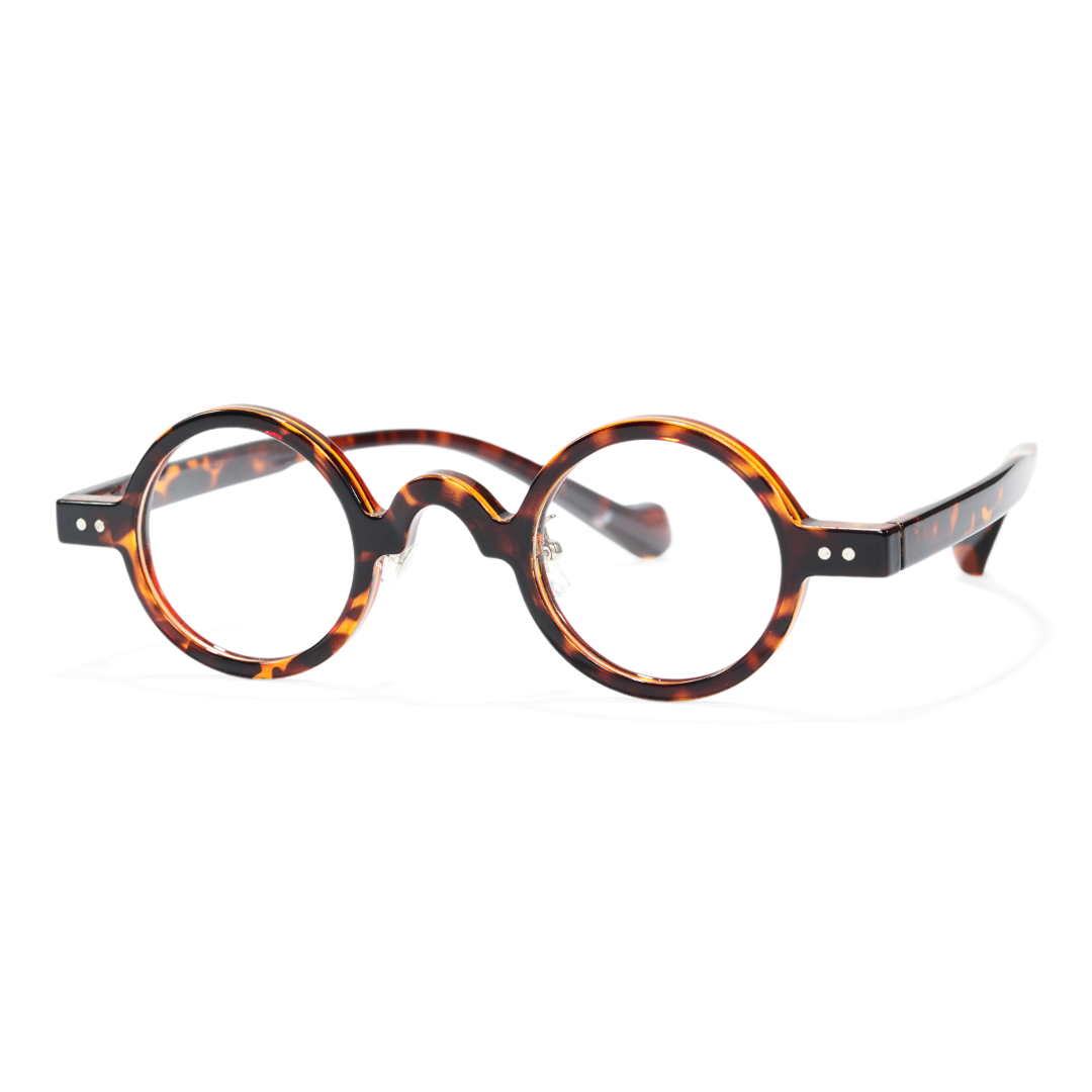 Angle view of Wesley vintage round tr90 eyeglasses RR0322601 in tortoise
