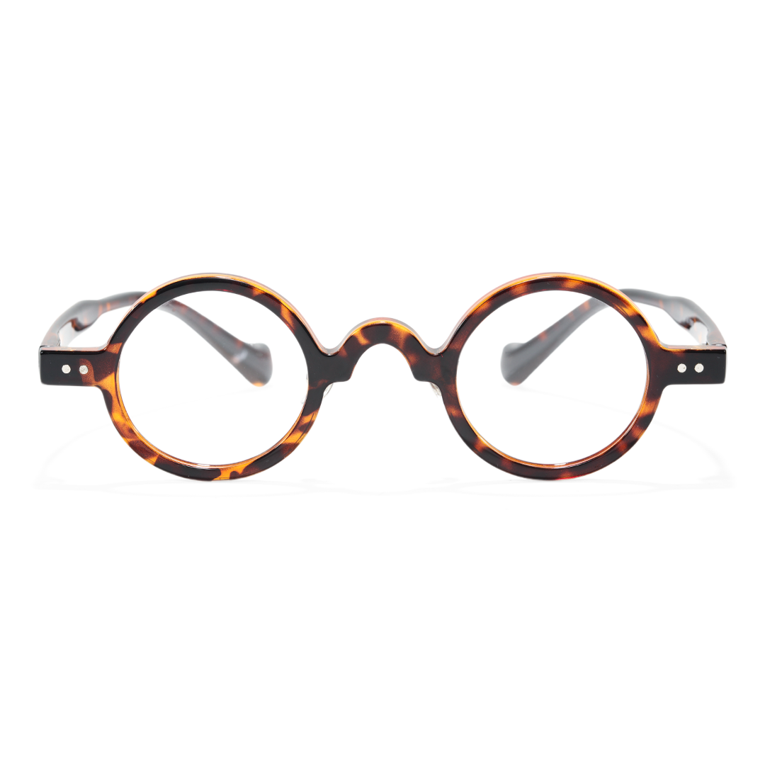Front view of Wesley vintage round tr90 eyeglasses RR0322601 in tortoise