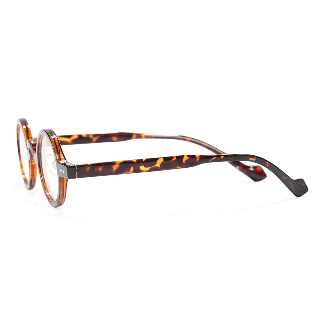 Side view of Wesley vintage round tr90 eyeglasses RR0322601 in tortoise