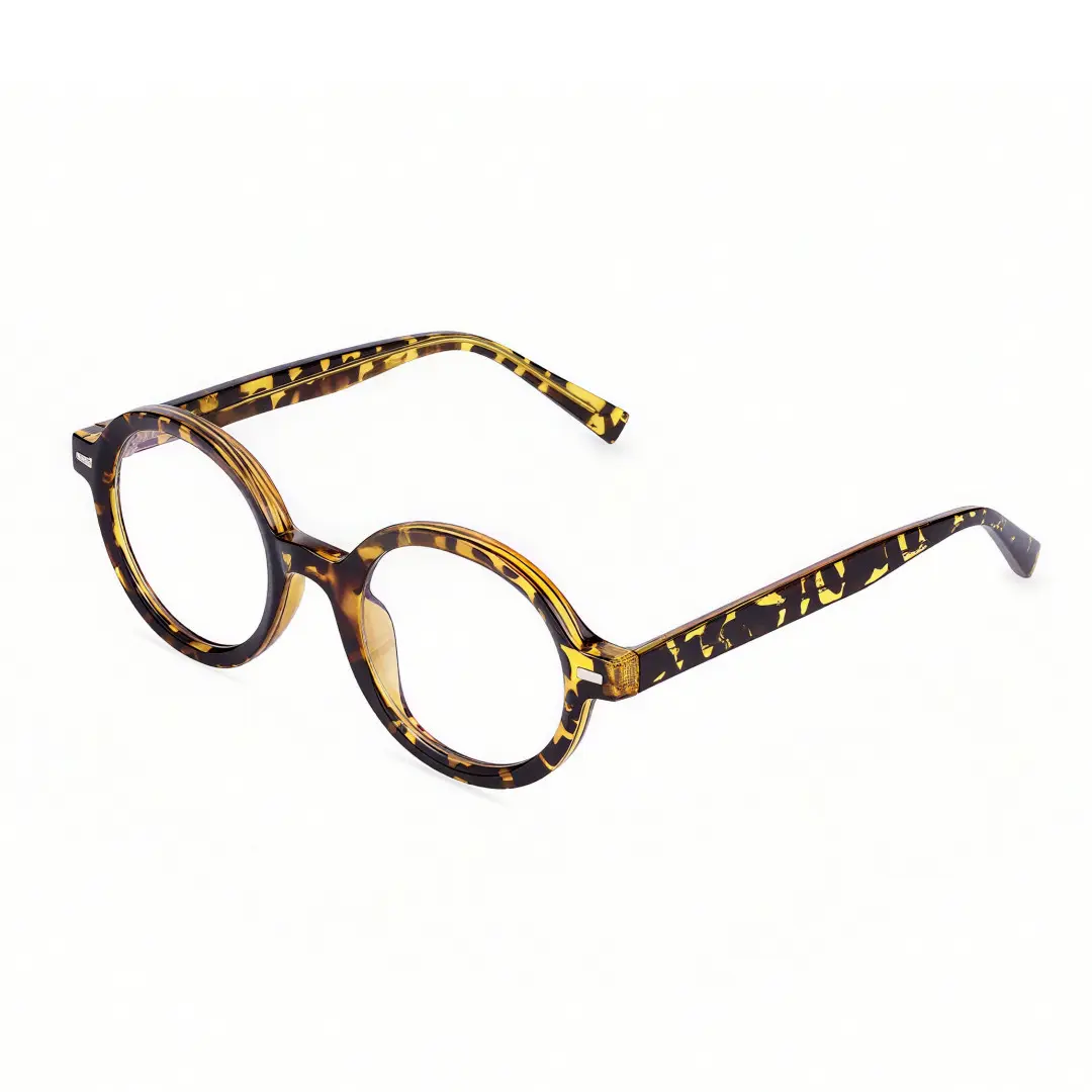 Angle view of Btul round tr90 eyeglasses RR0332302 in brown tortoise