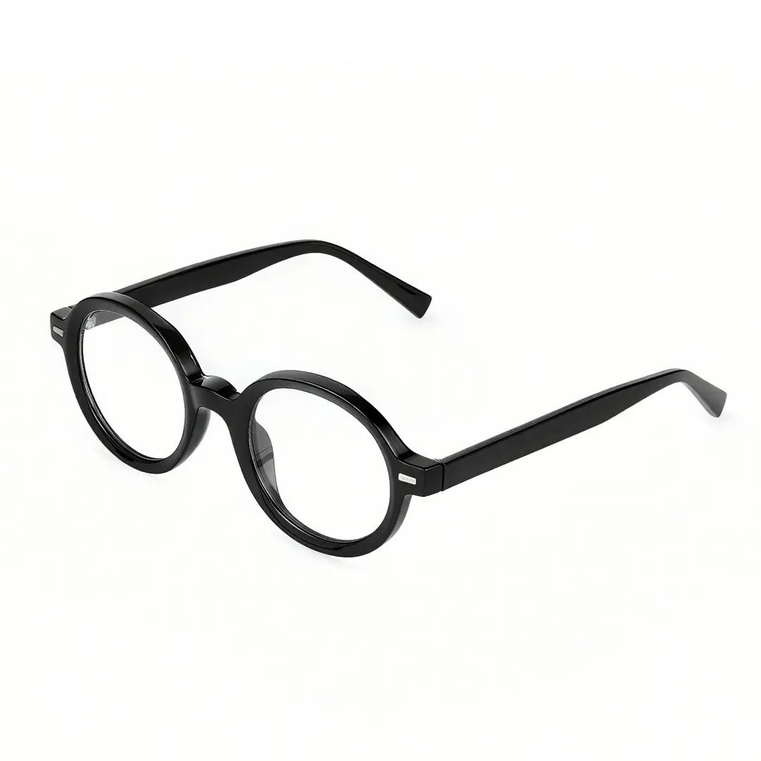 Angle view of Btul round tr90 eyeglasses RR0332302 in black