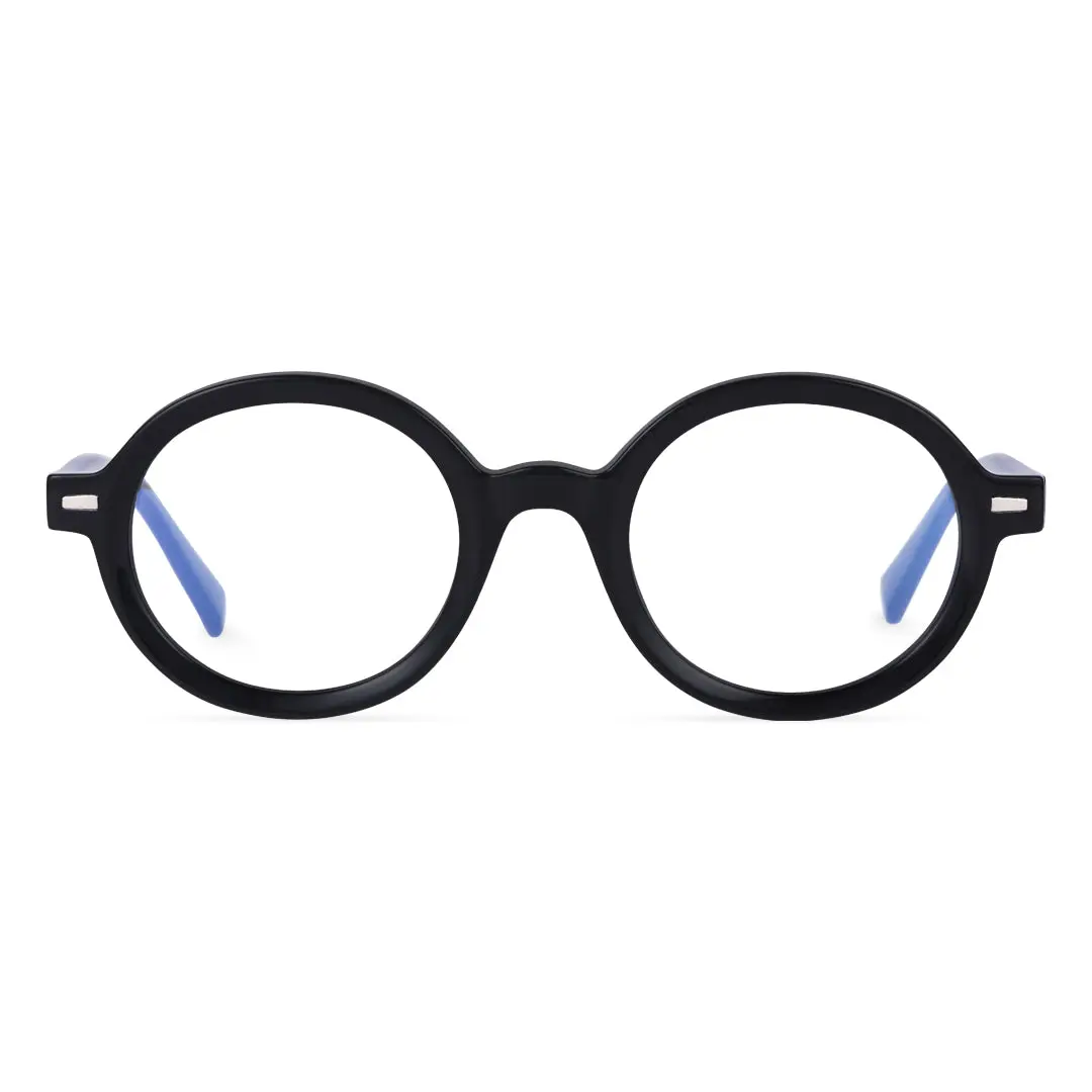 Front view of Btul round tr90 eyeglasses RR0332302 in black