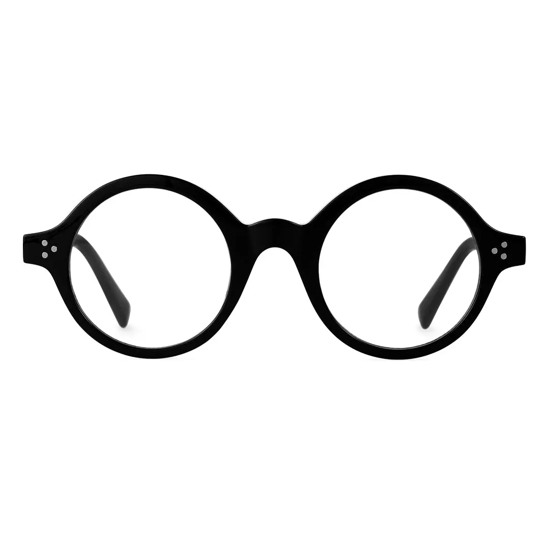 Front view of Buif round tr90 eyeglasses RR0352302 in black