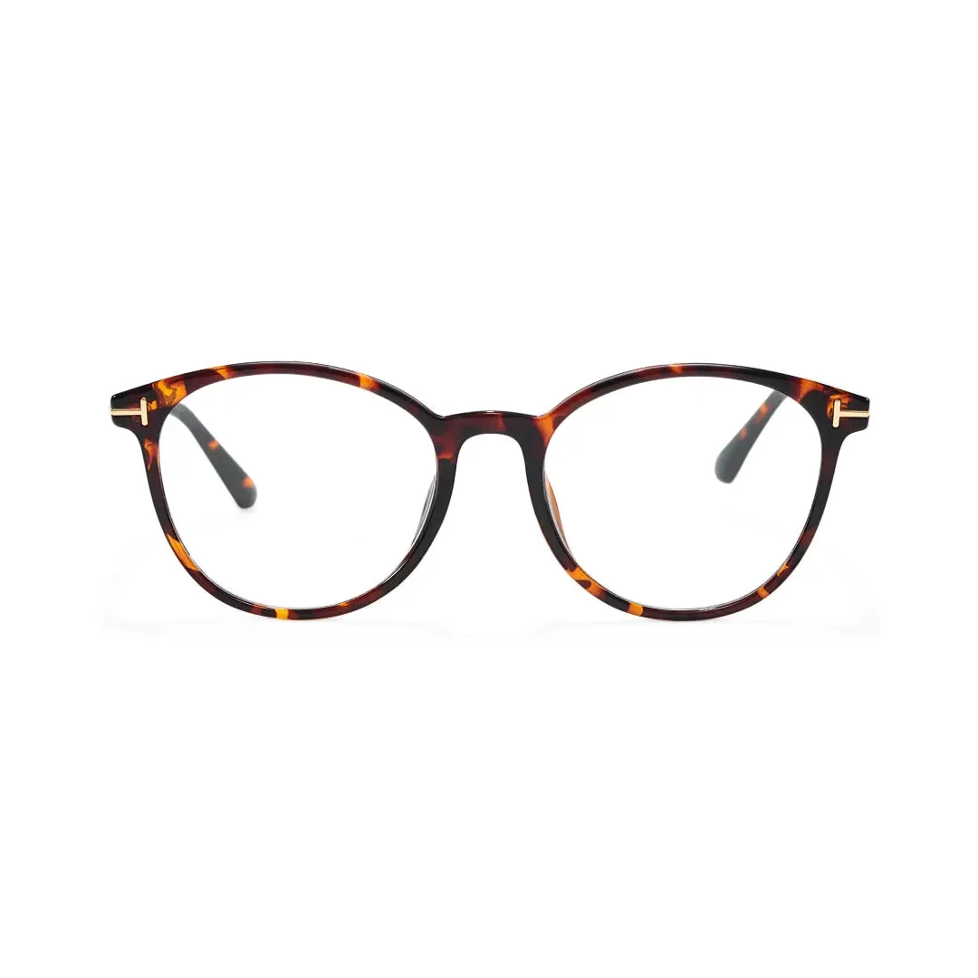 Front view of Marcia vintage round tr90 eyeglasses RR0352506 in tortoise