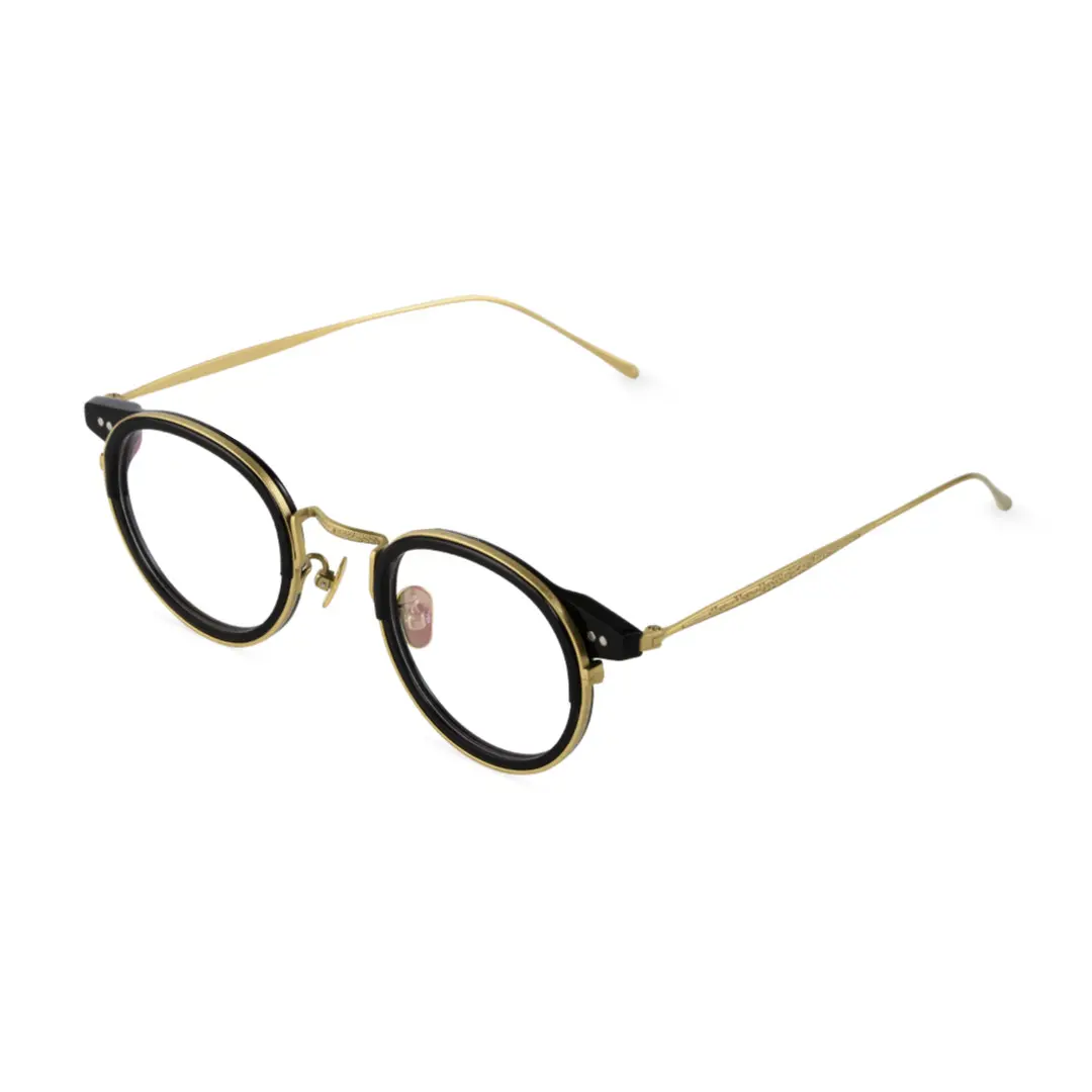 Angle view of Felone vintage round titanium eyeglasses RT0022209 in black