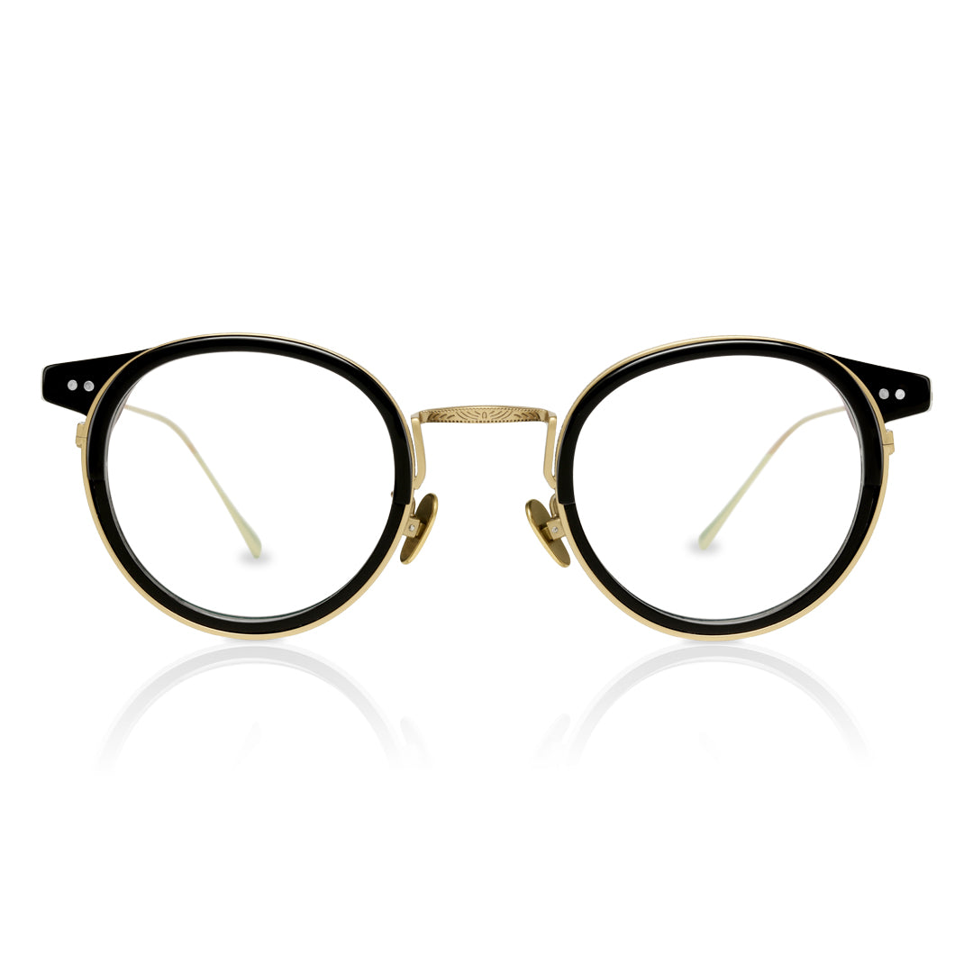Front view of Felone vintage round titanium eyeglasses RT0022209 in black