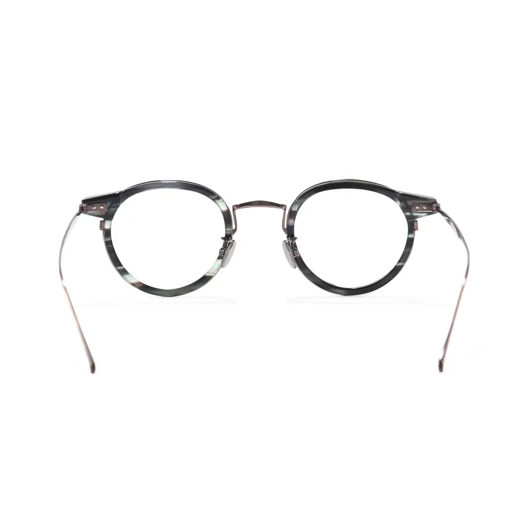 Back view of Felone vintage round titanium eyeglasses RT0022209 in brown