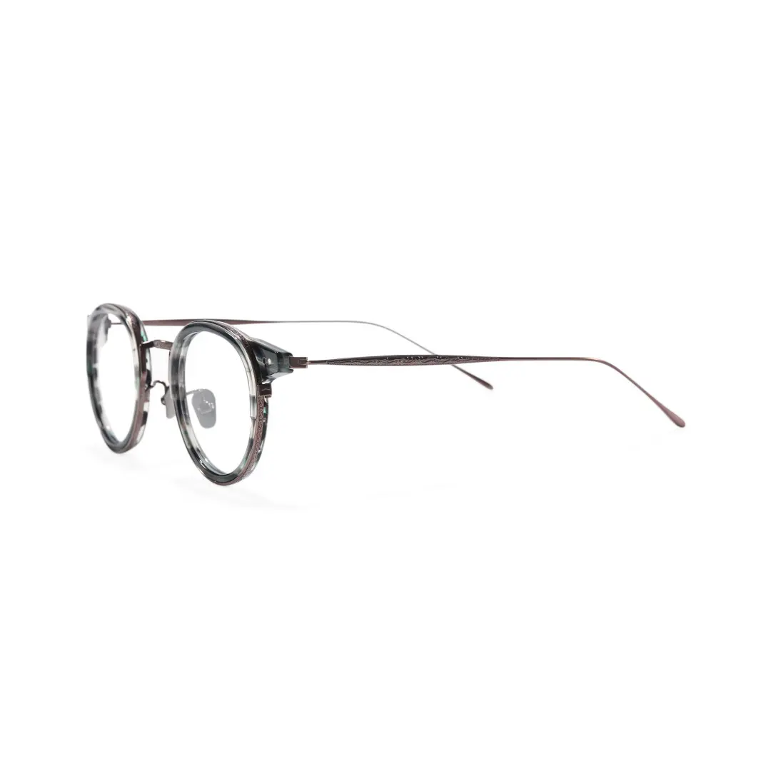 Side view of Felone vintage round titanium eyeglasses RT0022209 in brown