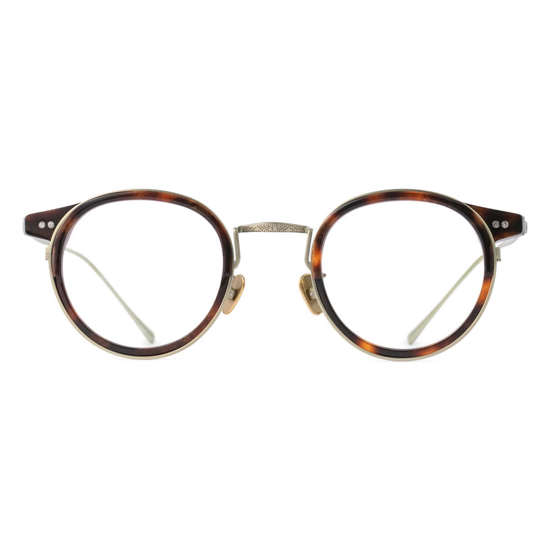 Front view of Felone vintage round titanium eyeglasses RT0022209 in tortoise
