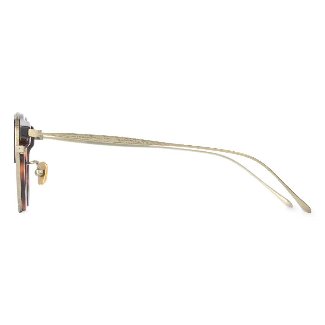 Side view of Felone vintage round titanium eyeglasses RT0022209 in tortoise