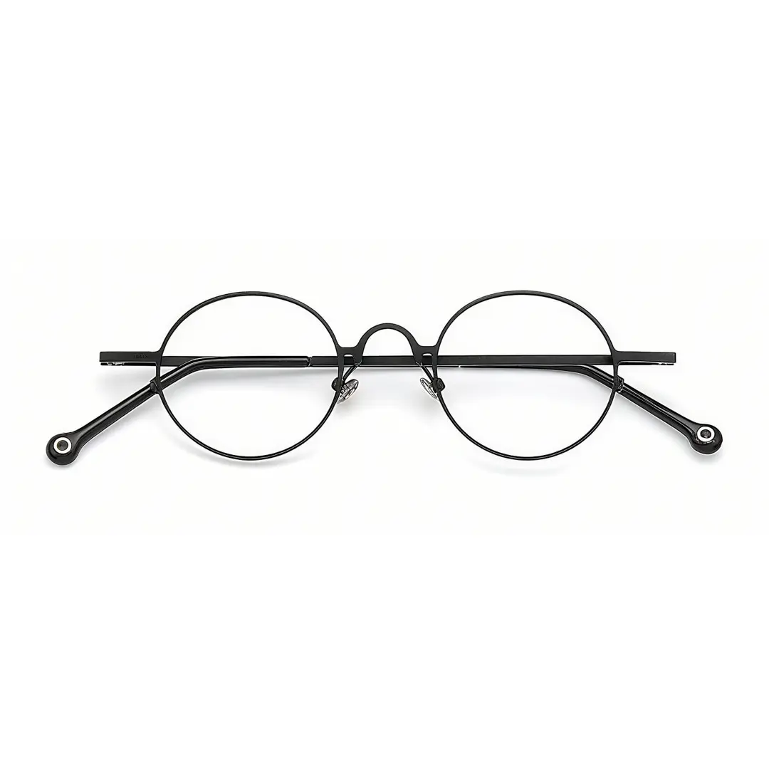 Front folded view of Coke john lennon round titanium eyeglasses RT0042305 in black