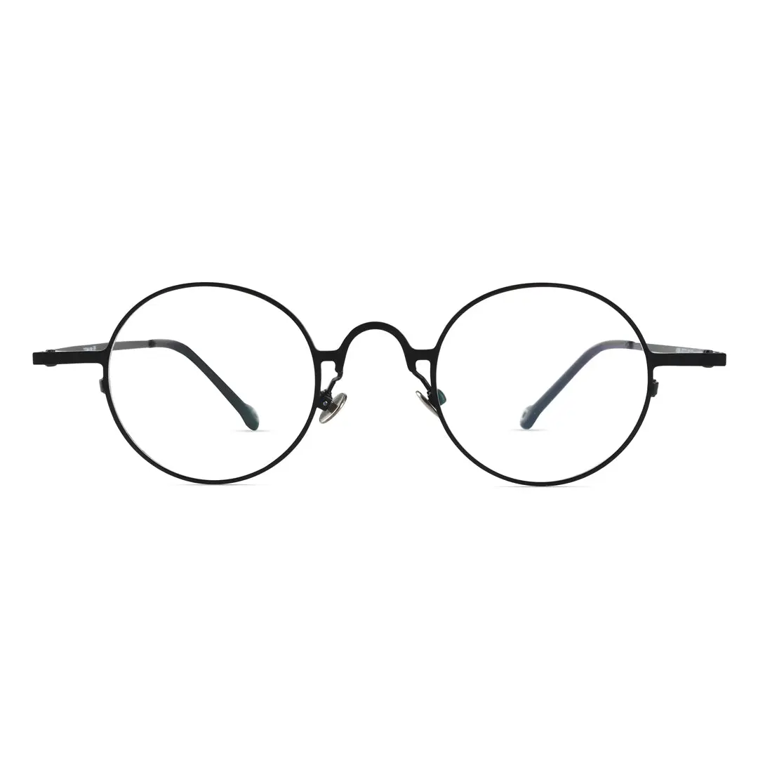 Front view of Coke john lennon round titanium eyeglasses RT0042305 in black