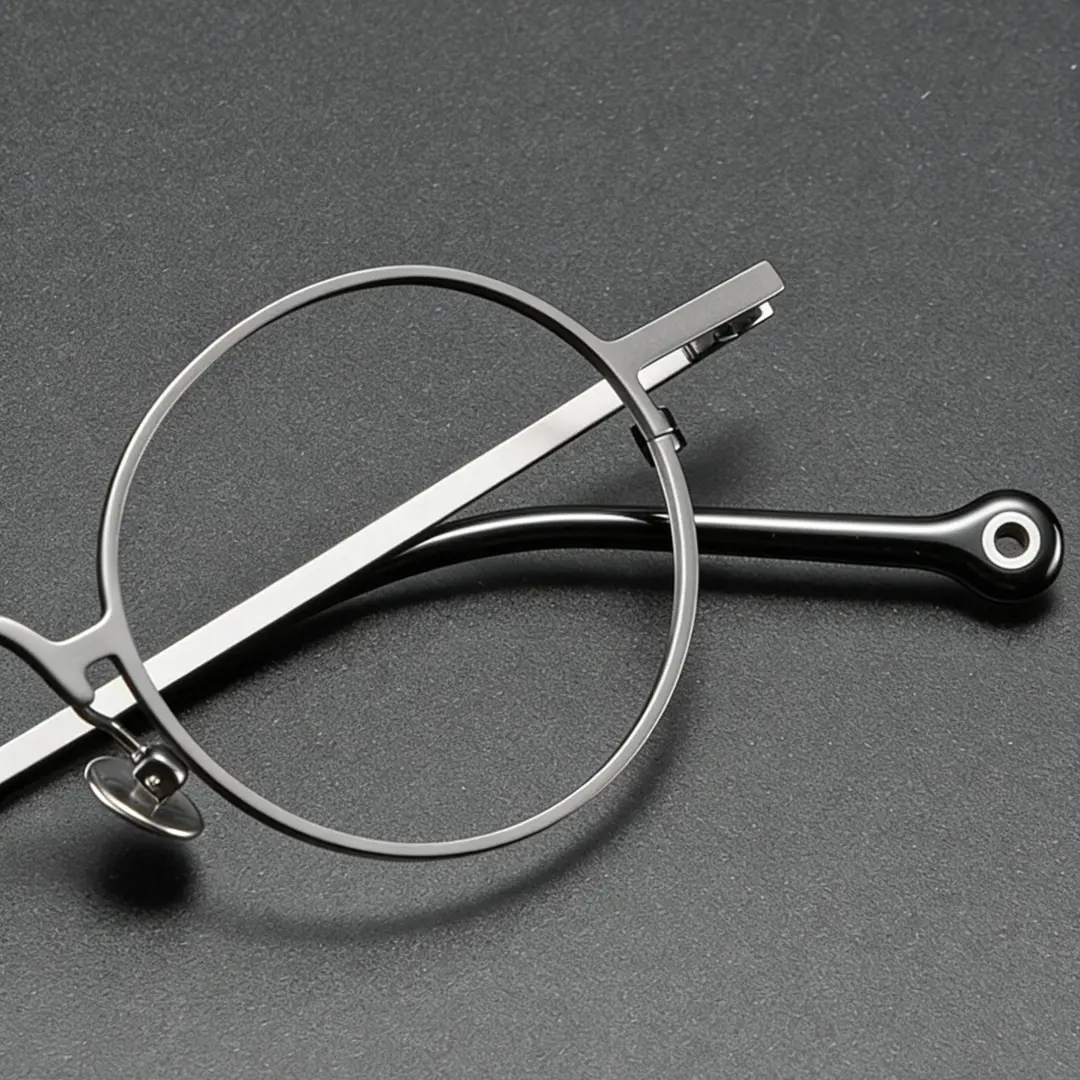 Frame detail view of Coke john lennon round titanium eyeglasses RT0042305 in grey