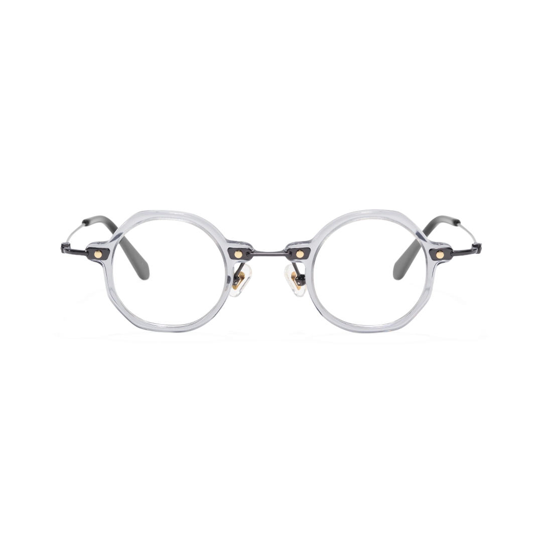 Front view of Burn steampunk round titanium eyeglasses RT0042306 in grey
