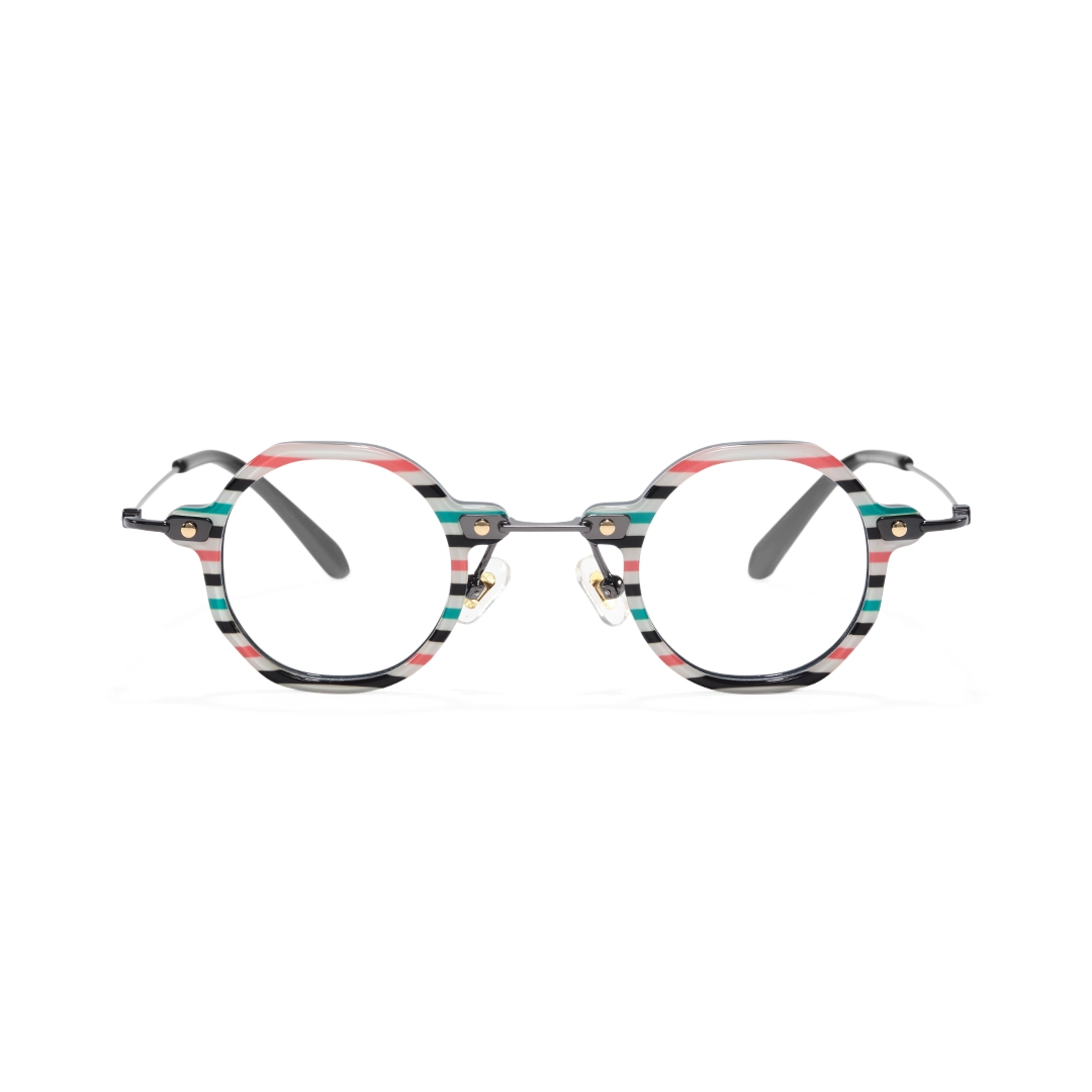 Front view of Burn steampunk round titanium eyeglasses RT0042306 in multicolor