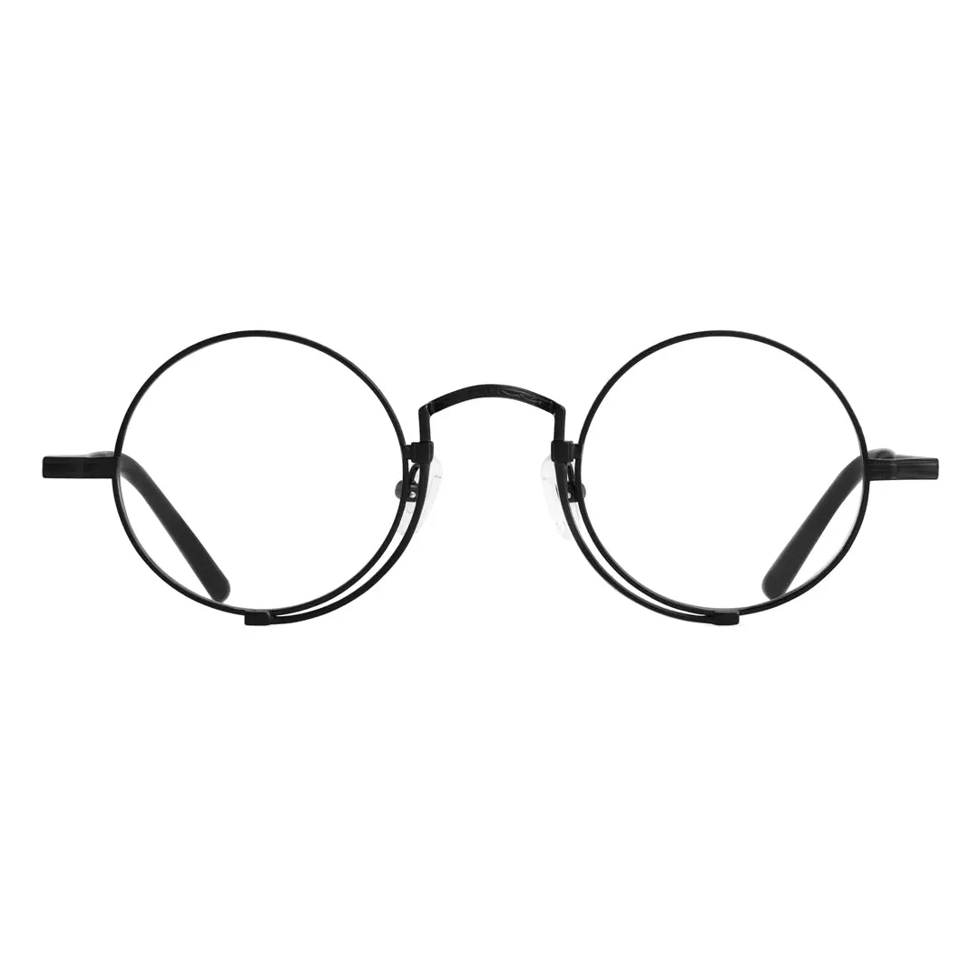 Front view of Bour steampunk round titanium eyeglasses RT0052304 in black