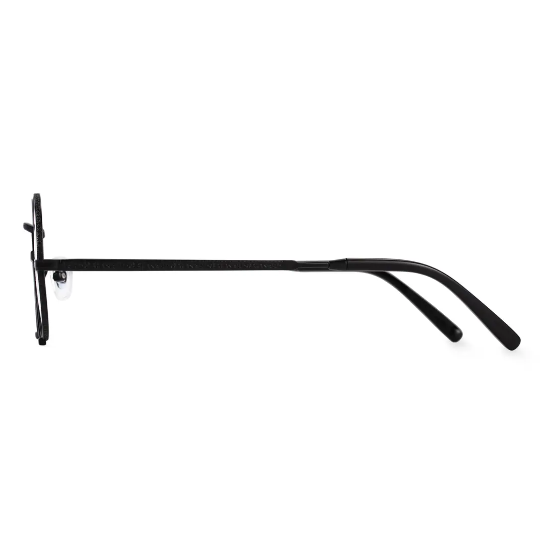 Side view of Bour steampunk round titanium eyeglasses in black. SPU: RT0052304